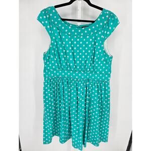 Emily and Fin Womens Sz 2X Knee Length Pinup Rockabilly Dress Polka Dot Teal